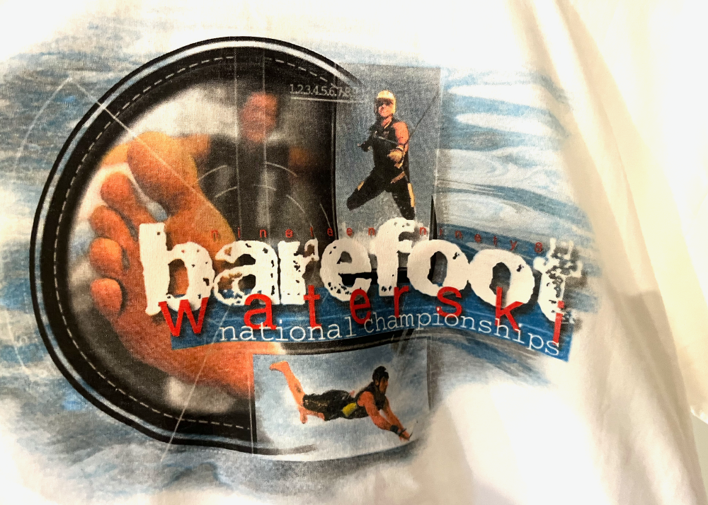 ONE OF IT'S KIND - NEW - NEVER BEEN WORN The Official 1998 Barefoot Waterski Nationals T-Shirt - One of the most favorite Nationals shirts of all time.